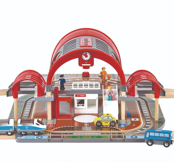 Főpályaudvar, vetítős, hangrögzítős fa vasútállomás szett